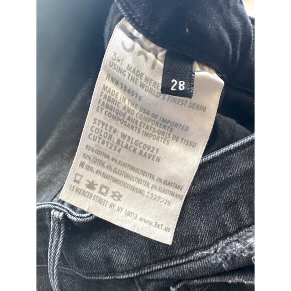 3x1 NYC🌿Women’s Jeans SZ 28 Button Fly Distressed Black Cropped Flare Premium - Picture 5 of 12